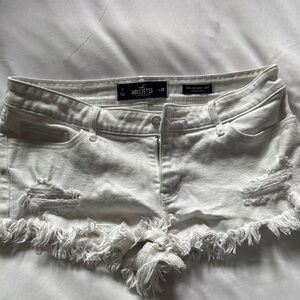 Hollister Women's Frayed White Jean Shorts Size 7